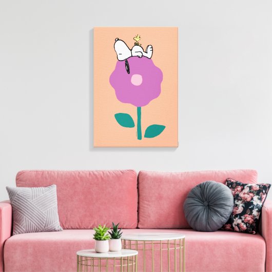 Peanuts | Snoopy & Woodstock Flower Whistle Canvas Afdruk (Insitu (Woonkamer))
