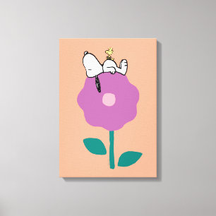 Peanuts   Snoopy & Woodstock Flower Whistle Canvas Afdruk