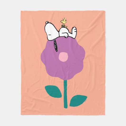 Peanuts | Snoopy & Woodstock Flower Whistle Fleece Deken (Voorkant)