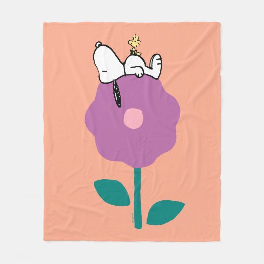 Peanuts | Snoopy & Woodstock Flower Whistle Fleece Deken (Voorkant)