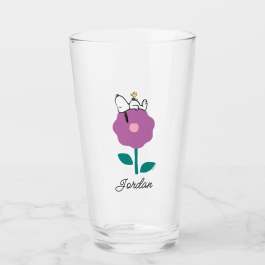 Peanuts | Snoopy & Woodstock Flower Whistle Glas (Voorkant)