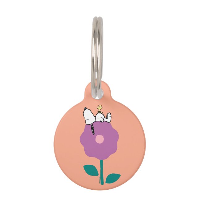 Peanuts | Snoopy & Woodstock Flower Whistle Huisdierpenning (Voorkant)