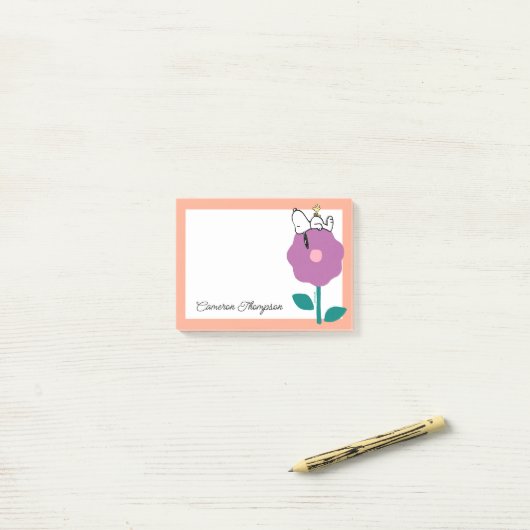 Peanuts | Snoopy & Woodstock Flower Whistle Post-it® Notes (Op bureau)
