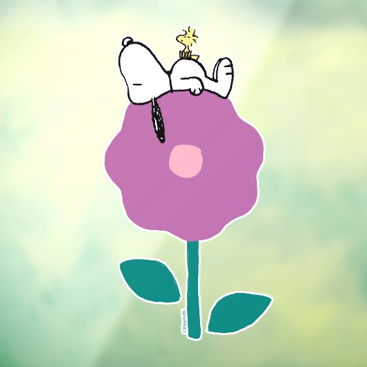 Peanuts | Snoopy & Woodstock Flower Whistle Raamsticker (Vel 3)