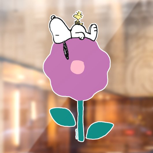 Peanuts | Snoopy & Woodstock Flower Whistle Raamsticker (Vel 2)