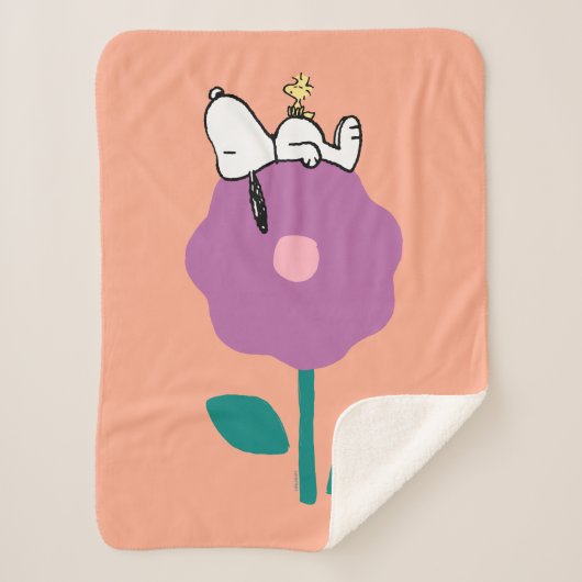 Peanuts | Snoopy & Woodstock Flower Whistle Sherpa Deken (Voorkant)