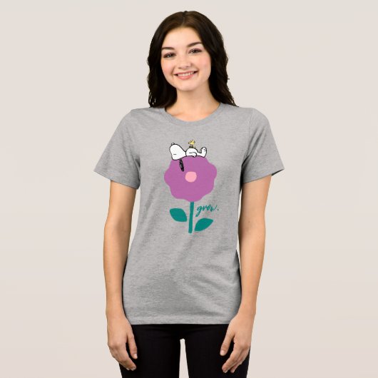 Peanuts | Snoopy & Woodstock Flower Whistle Tri-Blend Shirt (Voorkant volledig)