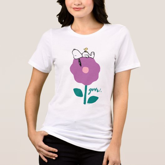 Peanuts | Snoopy & Woodstock Flower Whistle Tri-Blend Shirt (Voorkant)