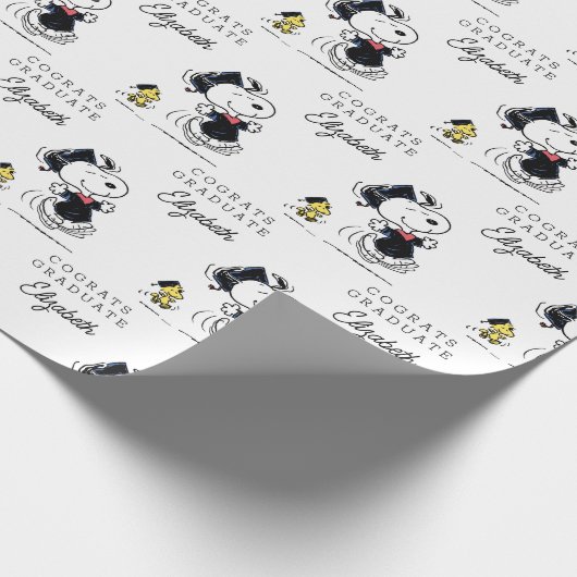 Peanuts | Snoopy & Woodstock Gefeliciteerd Afstude Cadeaupapier (Hoek)