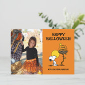 Peanuts | Snoopy & Woodstock Happy Halloween Feestdagenkaart (Staand voorkant)