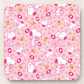 Peanuts | Snoopy & Woodstock Hart Patroon Bier Onderzetter (Voorkant)