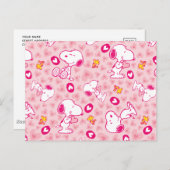 Peanuts | Snoopy & Woodstock Hart Patroon Briefkaart (Voorkant / Achterkant)