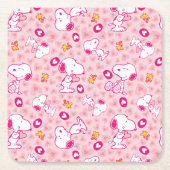 Peanuts | Snoopy & Woodstock Hart Patroon Kartonnen Onderzetters (Voorkant)