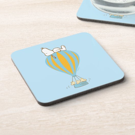 Peanuts | Snoopy & Woodstock heteluchtballon Bier Onderzetter (Linkerzijde)