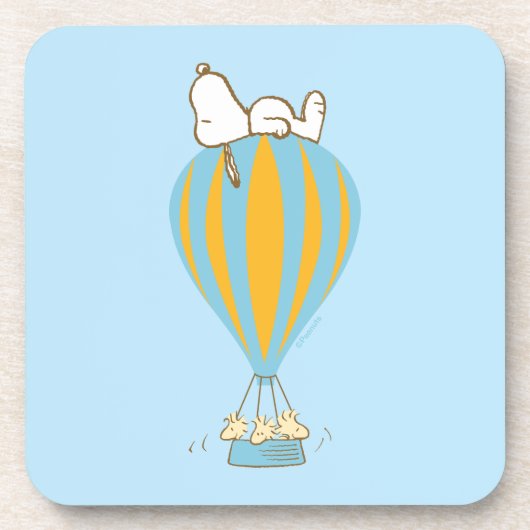 Peanuts | Snoopy & Woodstock heteluchtballon Bier Onderzetter (Voorkant)