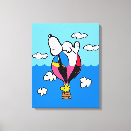 Peanuts | Snoopy & Woodstock heteluchtballon Canvas Afdruk (Voorkant)