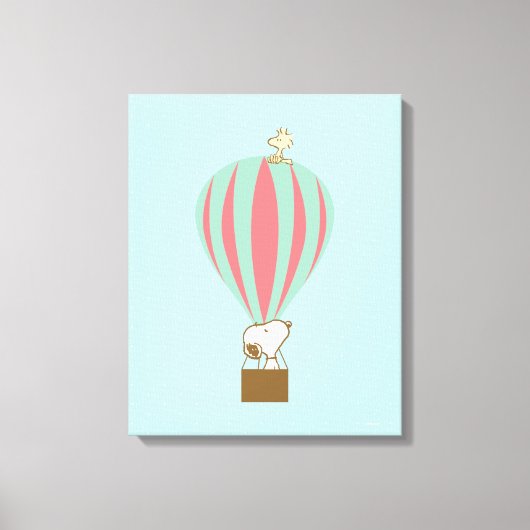Peanuts | Snoopy & Woodstock heteluchtballon Canvas Afdruk (Voorkant)