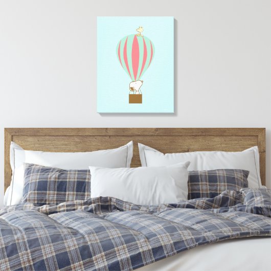 Peanuts | Snoopy & Woodstock heteluchtballon Canvas Afdruk (Insitu (Slaapkamer))