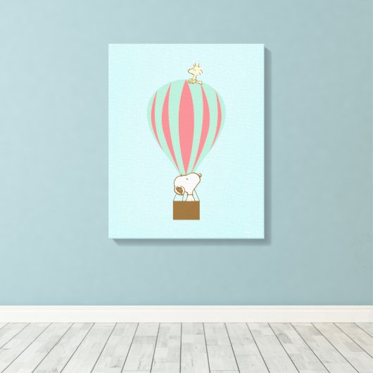Peanuts | Snoopy & Woodstock heteluchtballon Canvas Afdruk (Insitu (Houten vloer))