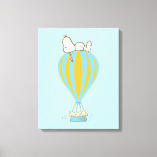 Peanuts   Snoopy & Woodstock heteluchtballon Canvas Afdruk