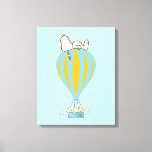 Peanuts | Snoopy & Woodstock heteluchtballon Canvas Afdruk (Voorkant)