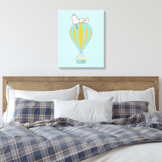 Peanuts | Snoopy & Woodstock heteluchtballon Canvas Afdruk (Insitu (Slaapkamer))