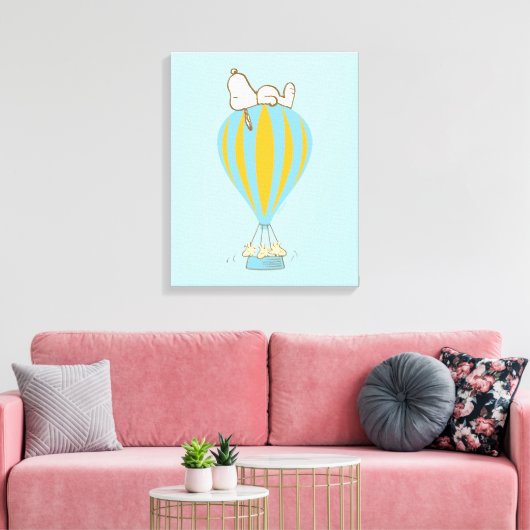 Peanuts | Snoopy & Woodstock heteluchtballon Canvas Afdruk (Insitu (Woonkamer))