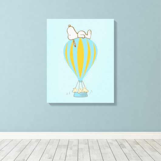 Peanuts | Snoopy & Woodstock heteluchtballon Canvas Afdruk (Insitu (Houten vloer))