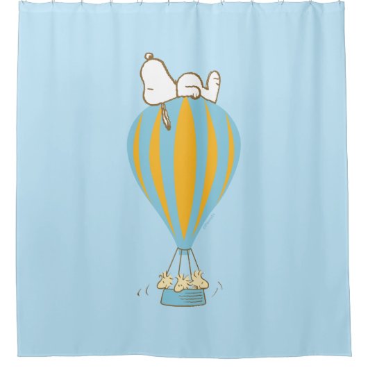 Peanuts | Snoopy & Woodstock heteluchtballon Douchegordijn (Voorkant)