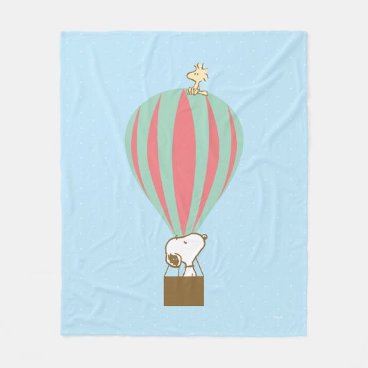 Peanuts | Snoopy & Woodstock heteluchtballon Fleece Deken (Voorkant)