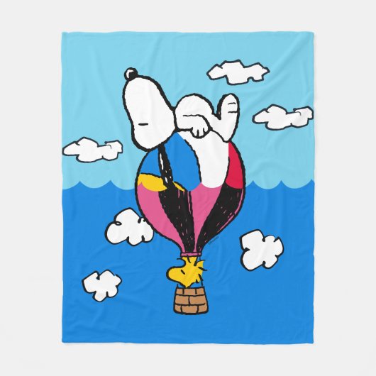 Peanuts | Snoopy & Woodstock heteluchtballon Fleece Deken (Voorkant)