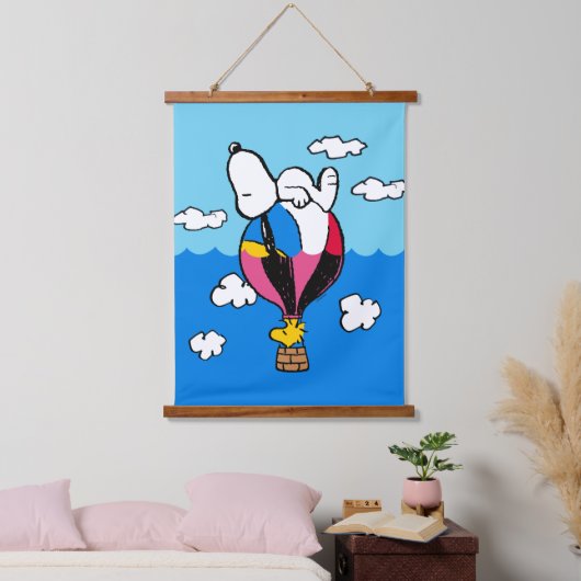 Peanuts | Snoopy & Woodstock heteluchtballon Hangend Wandkleed (Slaapkamer)