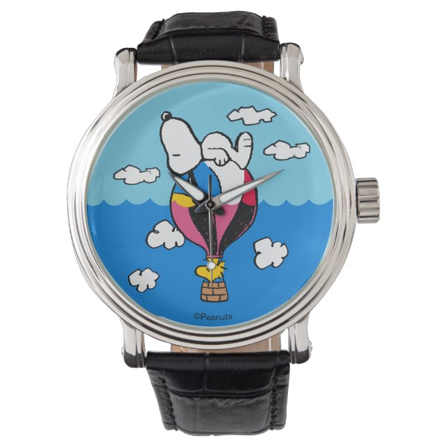 Peanuts | Snoopy & Woodstock heteluchtballon Horloge (Voorkant)