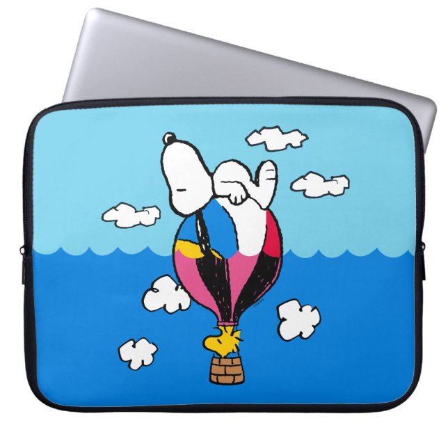 Peanuts | Snoopy & Woodstock heteluchtballon Laptop Sleeve (Voorkant)