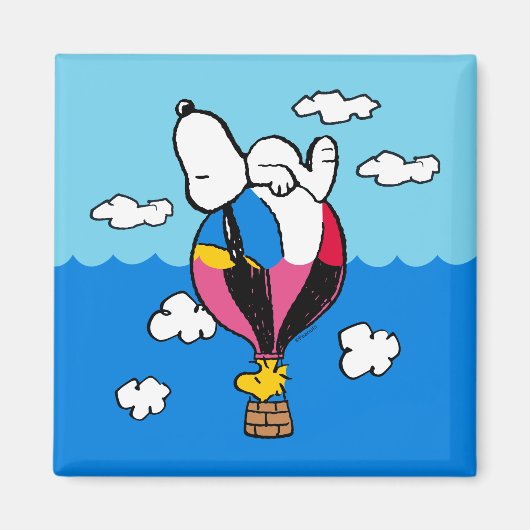 Peanuts | Snoopy & Woodstock heteluchtballon Magneet (Voorkant)