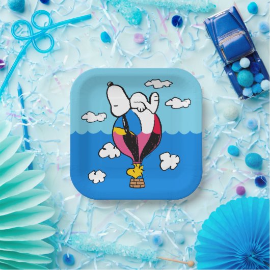 Peanuts | Snoopy & Woodstock heteluchtballon Papieren Bordje (Feest)