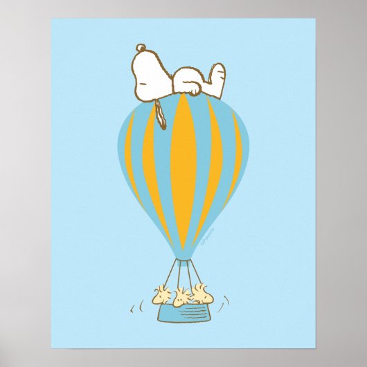 Peanuts | Snoopy & Woodstock heteluchtballon Poster (Voorkant)