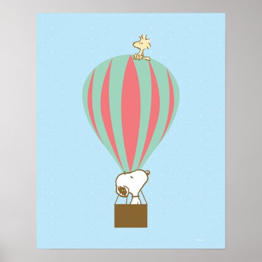 Peanuts | Snoopy & Woodstock heteluchtballon Poster (Voorkant)