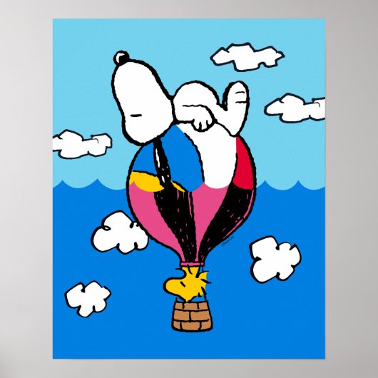 Peanuts | Snoopy & Woodstock heteluchtballon Poster (Voorkant)