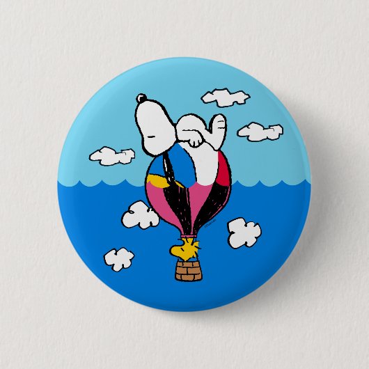 Peanuts | Snoopy & Woodstock heteluchtballon Ronde Button 5,7 Cm (Voorkant)