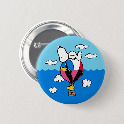 Peanuts | Snoopy & Woodstock heteluchtballon Ronde Button 5,7 Cm (Voorkant /achterkant)