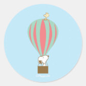 Peanuts | Snoopy & Woodstock heteluchtballon Ronde Sticker (Voorkant)