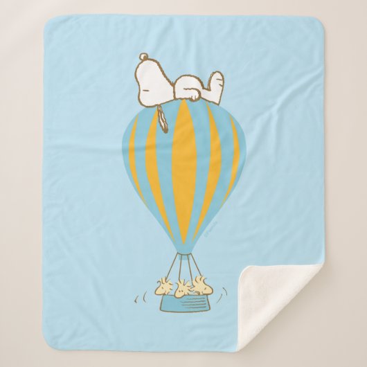 Peanuts | Snoopy & Woodstock heteluchtballon Sherpa Deken (Voorkant)