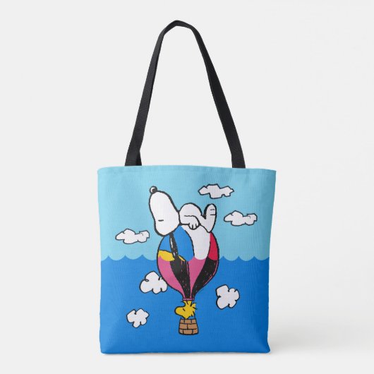 Peanuts | Snoopy & Woodstock heteluchtballon Tote Bag (Achterkant)