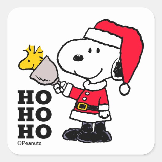 Peanuts | Snoopy & Woodstock Ho Ho Ho Vierkante Sticker (Voorkant)
