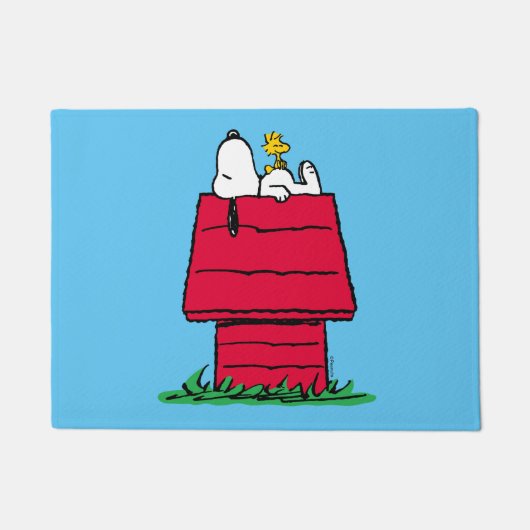Peanuts | Snoopy & Woodstock Hondenhok Deurmat (Voorkant)