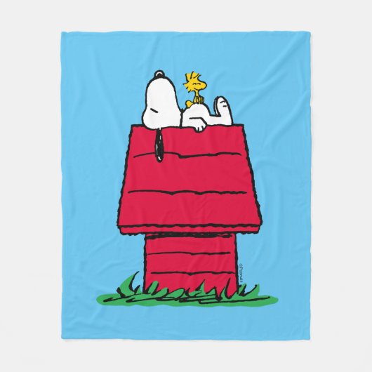 Peanuts | Snoopy & Woodstock Hondenhok Fleece Deken (Voorkant)