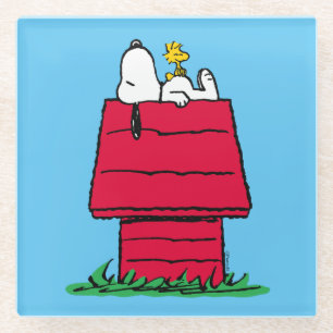 Peanuts   Snoopy & Woodstock Hondenhok Glazen Onderzetter