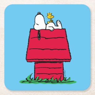Peanuts   Snoopy & Woodstock Hondenhok Kartonnen Onderzetters