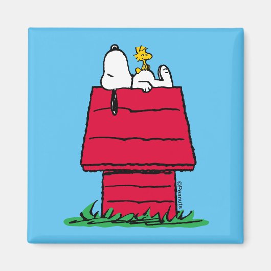 Peanuts | Snoopy & Woodstock Hondenhok Magneet (Voorkant)
